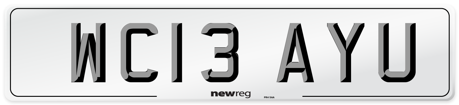 WC13 AYU Number Plate from New Reg